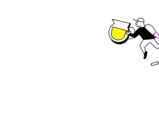 Person pouring lemonade with enthusiasm